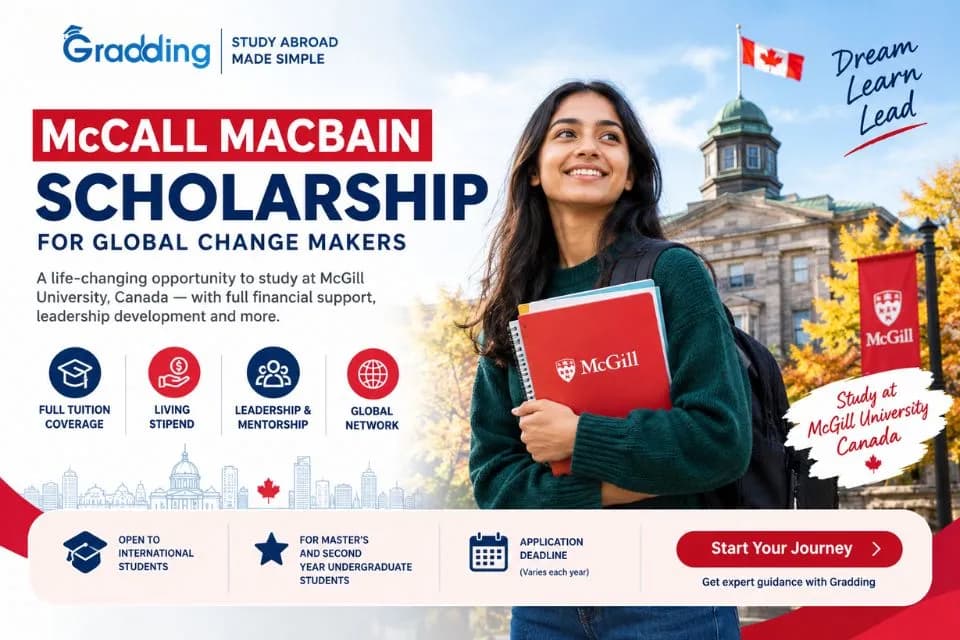 McCall MacBain Scholarship 2027 for students pursuing master’s and professional programs at McGill University