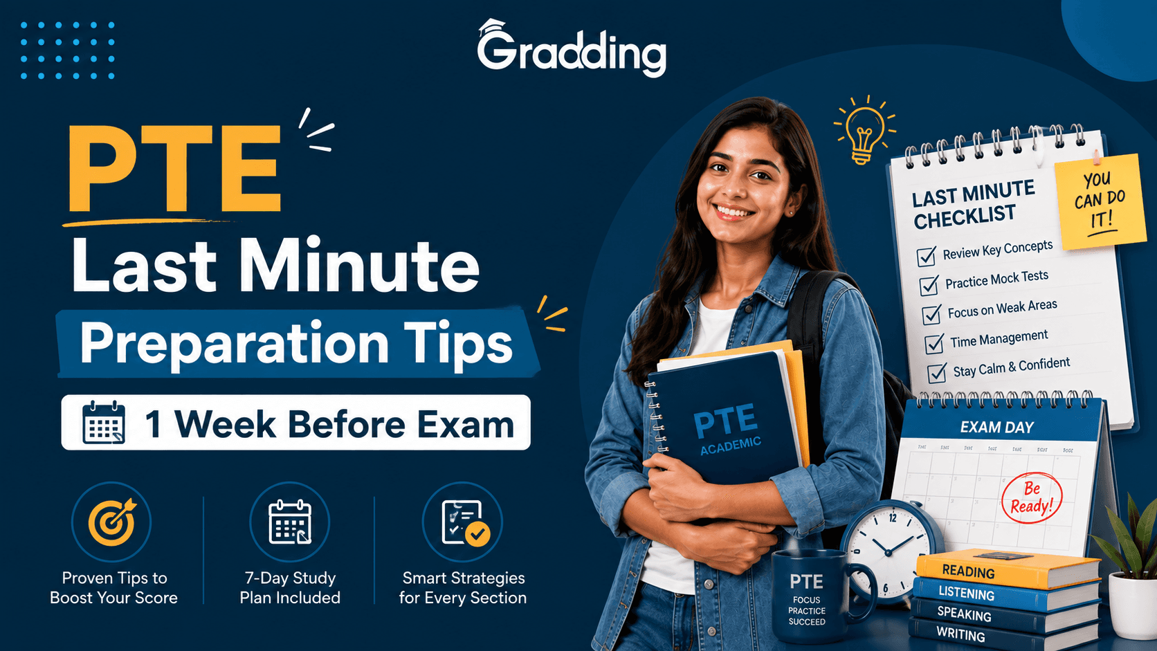 PTE Last Minute Preparation Tips Practical PTE last minute preparation tips for the final week before exam | Gradding.com