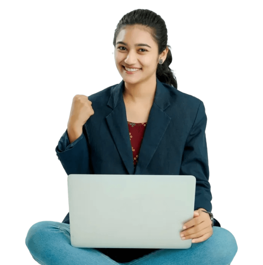 Student practising IELTS on a laptop